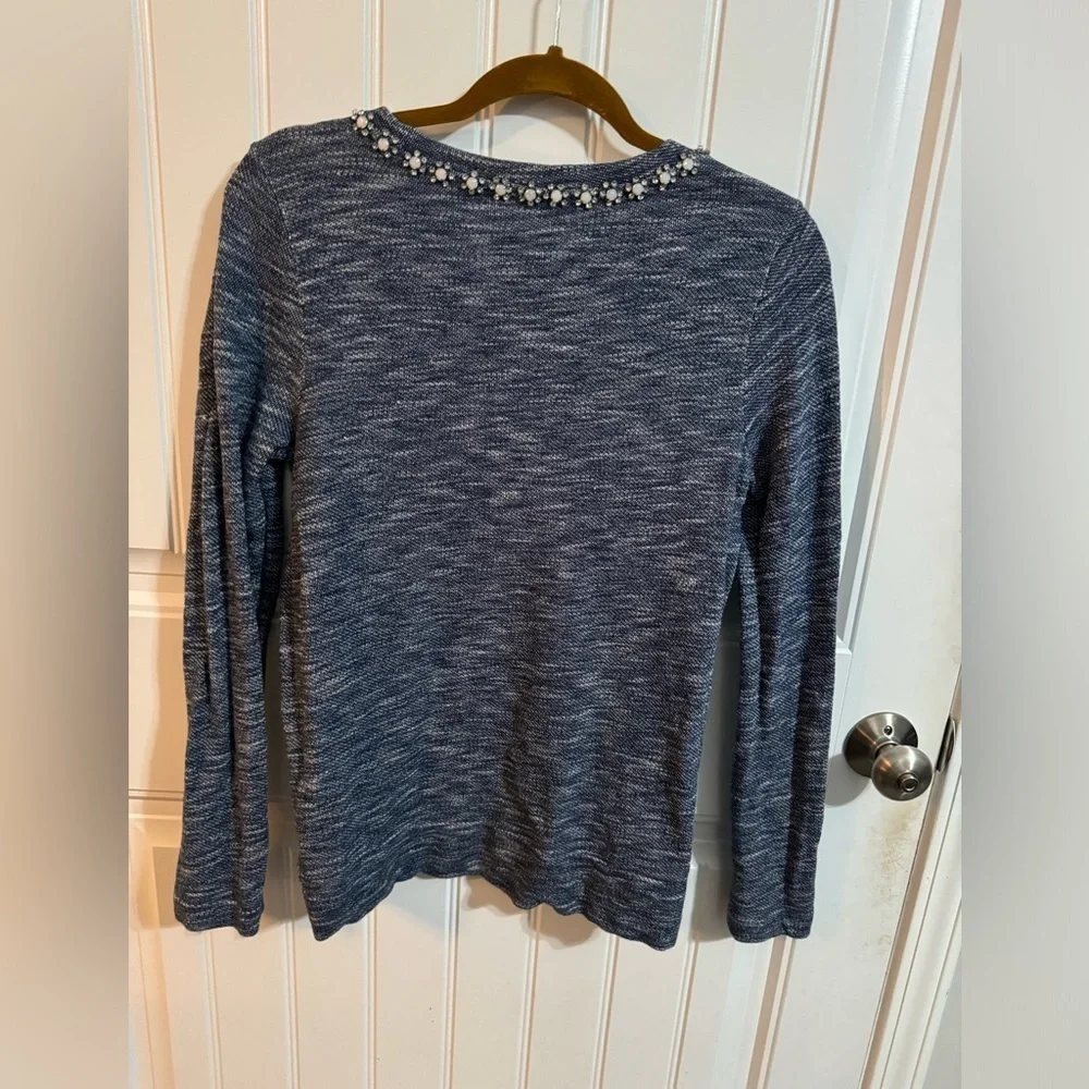J Crew Blue Jeweled Rhinestone Pullover - Picture 5 of 5